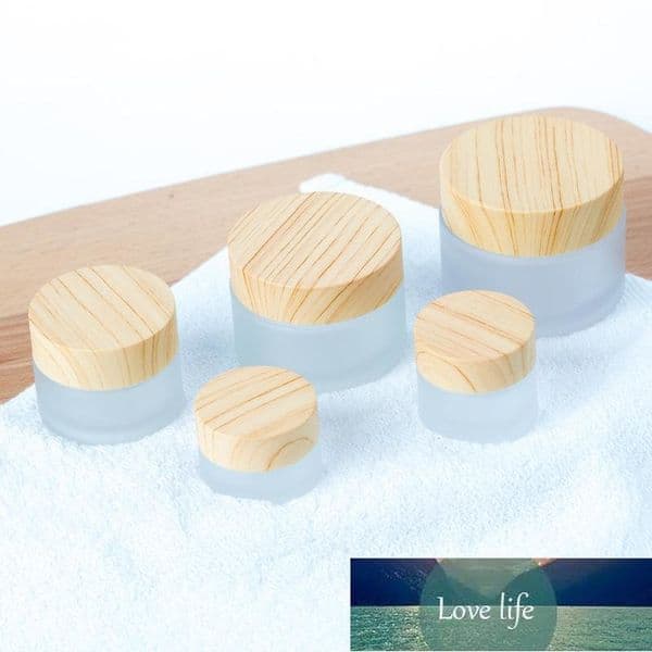 Cream Jar Cosmetic Packaging DIY Beauty Bamboo Wooden Printing Lids Frosted Glass Bottle Sample Cream Jars Pot Empty