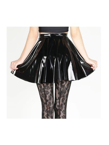 Skirts Skirt Women Shiny Latex Leather Pleated Mini Bodycon Folds Pencil Sexy Short PU Y2k 230322
