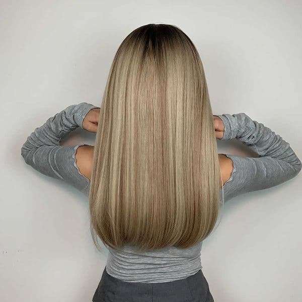 Synthetic Wigs Easihair Long Straight Synthetic Wigs with Bangs Brown to Blonde Ombre Natural Hair for Women Cosplay Heat Resistant 230227
