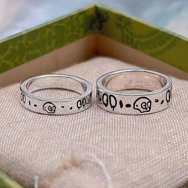 Classic Mens Designer Love Rings For Women Ghost Skull Ring Plated Vintage Sier Fashion Unisex Homme Bague 171
