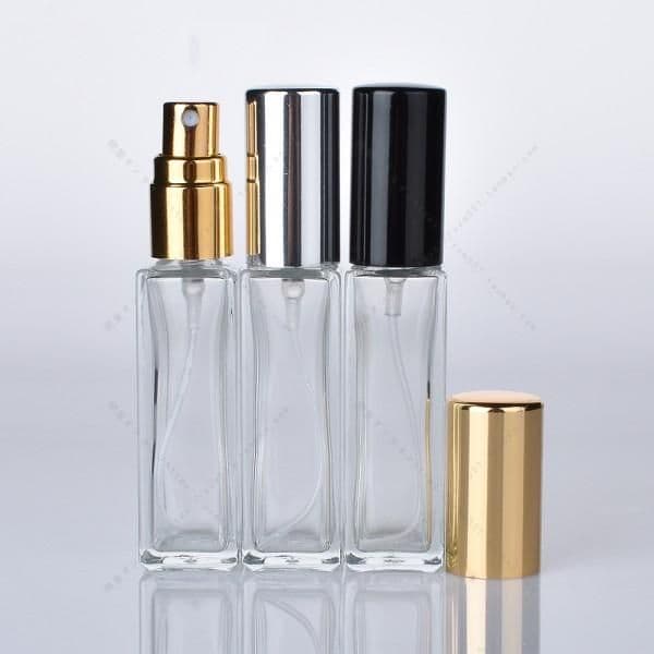 10ML 1/3Oz Long Slim Perfume Atomizer Square Shape Empty Refillable Clear Glass Spray Bottles Travel Sprayers jar