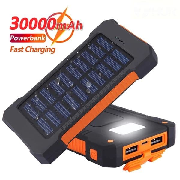 2024 Newest30000mAh Power Bank, Waterproof Solar Charger LED Light, External Battery Pack with USB Ports for Xiaomi Smartphones dh5727163