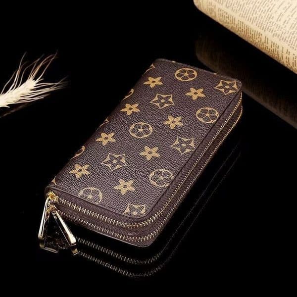 high quality Double zipper Wallets Mens Leather Wallet Holders For Brown flower women Purse Monograms Luxury Purses Cross Body Wallets Zippe