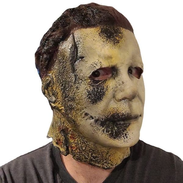Party Masks Halloween Horror Michael Myers Scorched Mask Cosplay Latex Full Face Helmet Scary Aldult Mask Halloween Party Scary Props Decor 230327