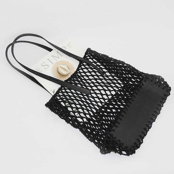 CMM Beach Bags 2023 Summer Hollow Rectangular Pu Hand Cotton Rope Handwoven Series Holiday Straw Woven Net Women s Big 230327