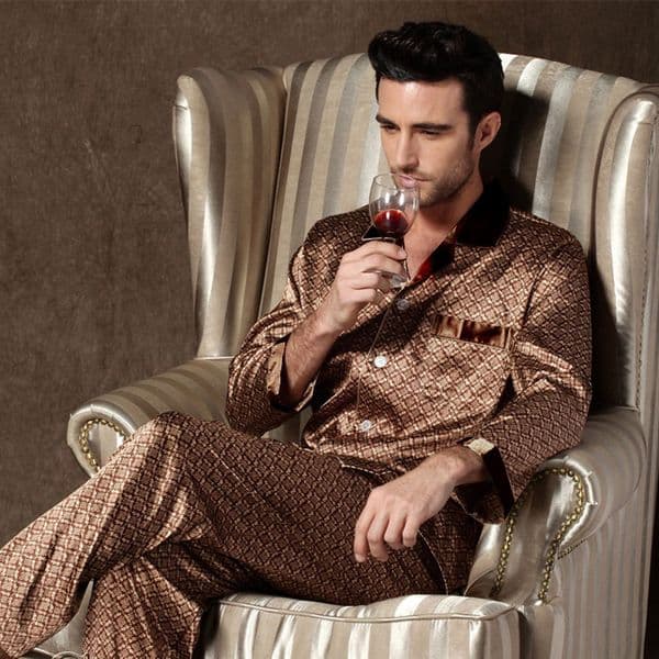 Men's Mens Pamas for Sleepwear Pijama Long Sleeve Tops Trousers Sleep Wear Men Thin Ice Silk Pama Set 230327