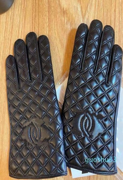 Luxury Women Leather Gloves Classic Designer Plaid Glove Winter Warm Soft Glove Genuine Sheepskin Leathers Mittens Female Driving