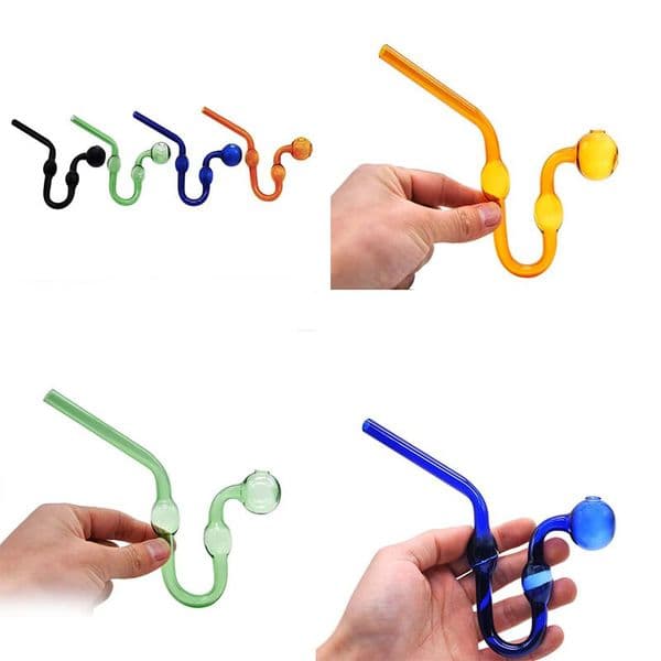 U Style Glass Oil Burner Pipe Snake Shape With 30mm Balls Smoking Water Pipes Bubbler Bong