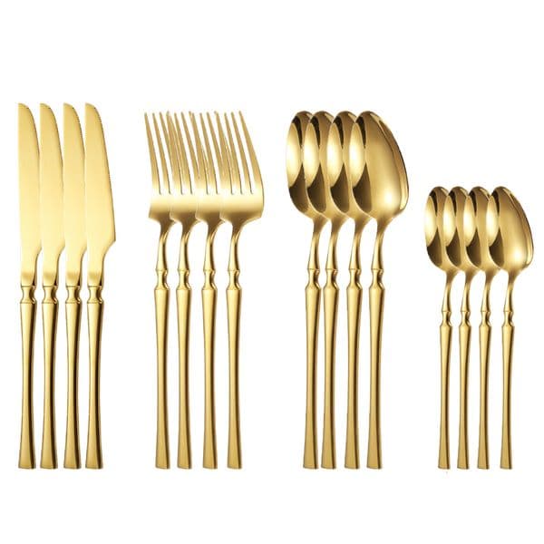 Dinnerware Sets 16 Piece Gold Set Fork Knife Safety Stainless Steel Western Style Tableware Silver Wedding