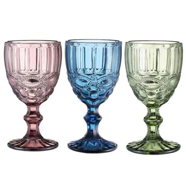 Emed Stained Glass Beer Goblet Vintage Wine Glasses Household Thickened Juice Drinking Cup FY5509