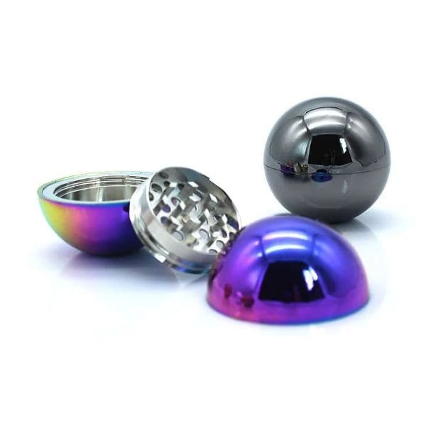 50mm 3 layers Round shape iceblue colorful herb grinder metal zinc alloy tobacco smoking grinders
