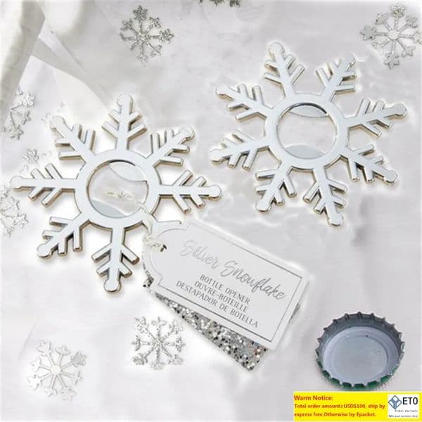 FREE SHIPPING 100PCS Silver Snowflake Bottle Openers Winter Party Gift Bridal Shower Wedding Favors Event Giveways