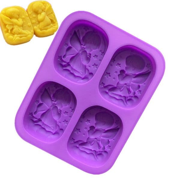 30pcs/lot 4-Cavities Angel Silicone Soap Mold DIY Cake Handmade Soap Candle Party Handicrafts Gift Baking Tools Home Decoration