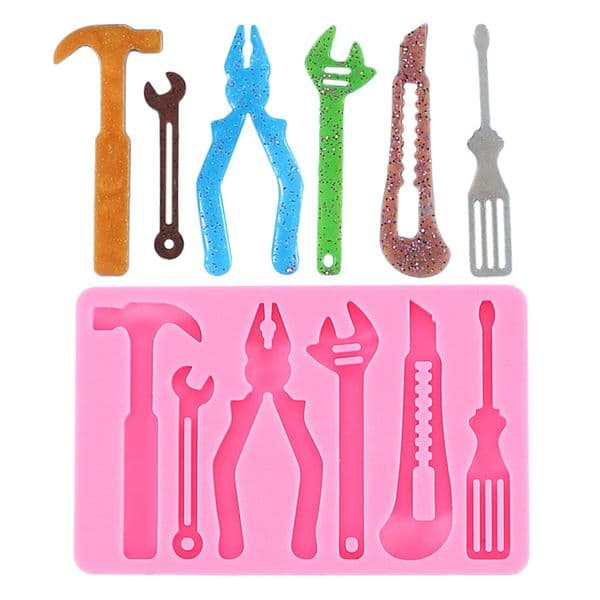 100pcs/lot Hardware Tools Series Silicone Mold Iron pliers Candy Fondant Gum Paste Cake Decor DIY Man Birthday Baking Supplies