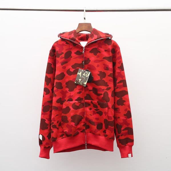 Mens Hoodie Designer Sweatshirt Full Zip Up Hoodie for Man Woman Black Shark Camouflage Jacket Blue Hoody Hooded Womens Warm Long Sleeve S-2XL