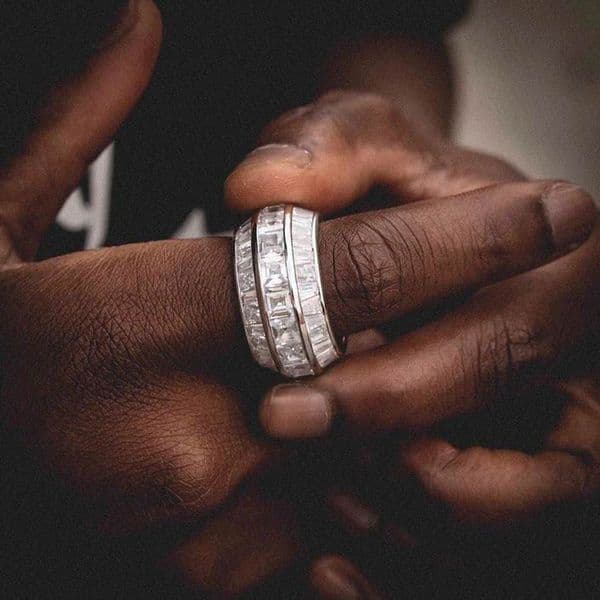 Band Rings Fashion Hiphop Iced Out Bling Men Boy Jewelry 3 Layer Triple Row Cubic Zironia CZ Engagement Mens Finger Ring 230511