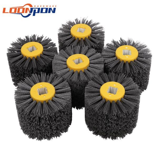 Finishing Products Loonpon Angle Grinder Brush Nylon Abrasive Wire Drum Polishing Wheel Deburring tool For Furniture Wood 120x100x20mm 230511