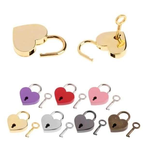 Door Locks kitchen handles Heart Shape Vintage Metal Mini Padlock Small Bag Suitcase Lage Box Diary Book Key Lock