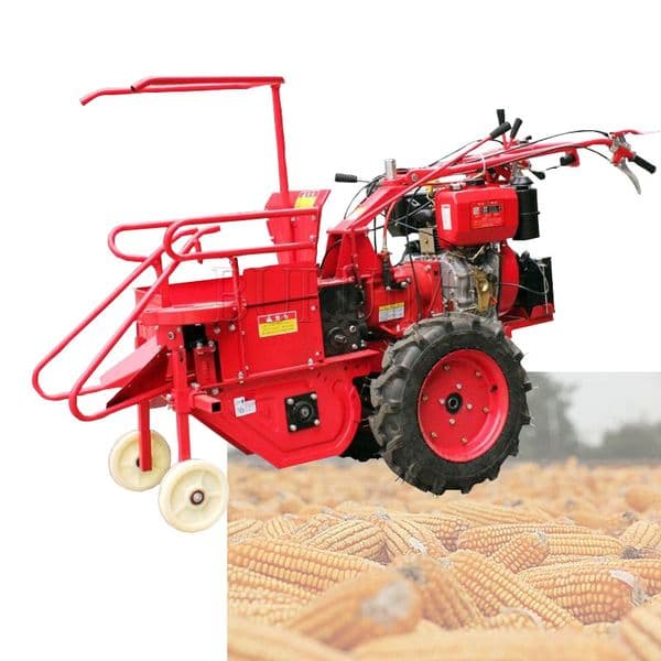 Small Corn Combine Harvester Semi-automatic Corn Harvester Straw Pulverizer Diesel Small Walking Tractor Single Row Header