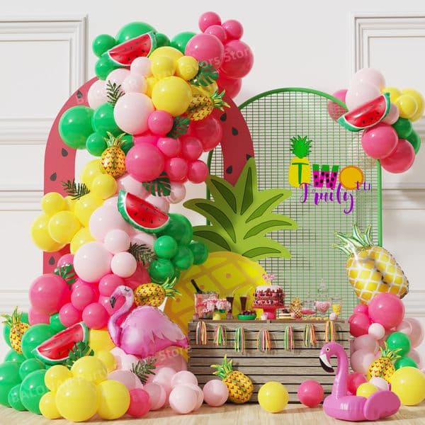 Other Event Party Supplies Summer Fruits Flamingo Pink Red Balloons Garland Arch Kit For Tropical Hawaii Decorations Girls Birthday Baby Shower 230512