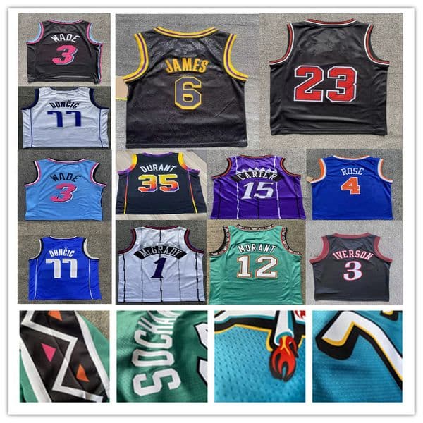 Printed Youth Kids Child Basketball Jersey LeBron 6 James 8 24 BRYANT Stephen 30 Curry Jayson Tatum Kevin Durant 23 Michael Jimmy Butler Morant Doncic Carter Iverson