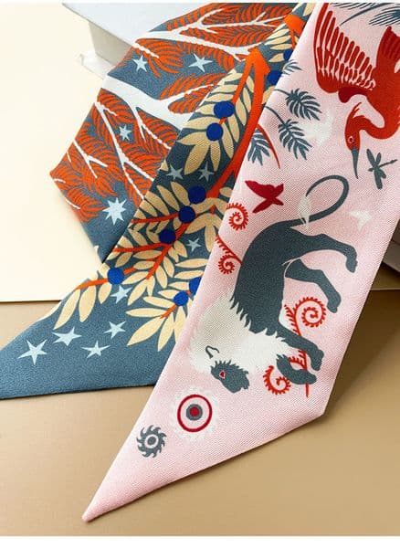 100% Silk 23 Colors Elegant Geometry Print Square Scarf Women Bandana Hairband Lady Head Wraps Female Shawl Fashion Neckerchief+Box