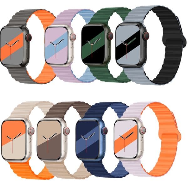 Fashion Magnetic Silicone Band for Apple Watch Series Ultra 41 42 45 49mm IWatch 10/9/8/7/6/5/4/3/SE Strap 40 44 42mm Watch Accessories