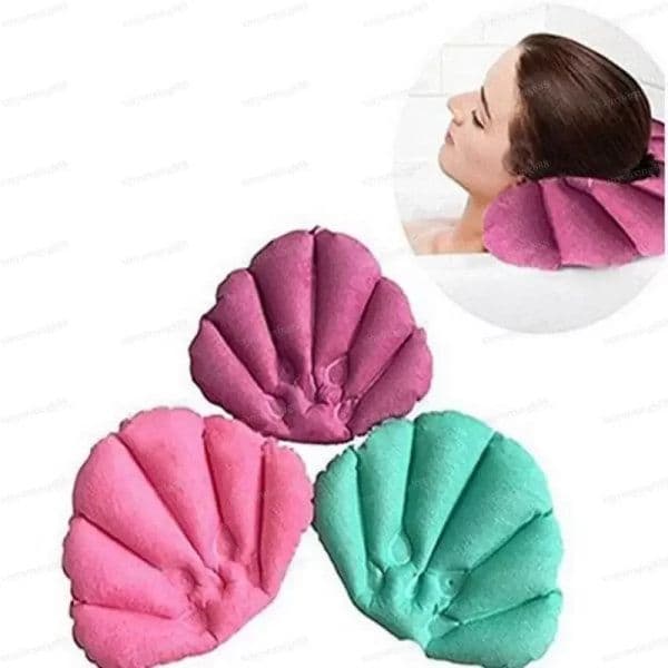 NEW Soft Bathroom Pillow shower caps Home Comfortable Spa Inflatable Bath Cups Shell Shaped Neck Bathtub Cushion Accessories