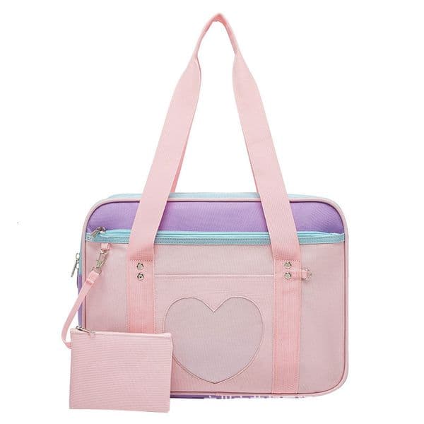 Evening Bags Tas Sekolah Bahu Seragam Merah Muda Gaya Preppy Jepang untuk Wanita Anak Perempuan Kanvas Jinjing Koper Kasual Kapasitas Besar 230517