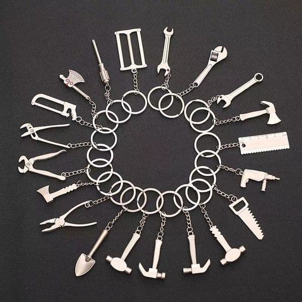 Creative 13 styles movable metal wrench keychain small gift wholesale tool series keychain laser LOGO