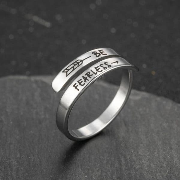 10pcs Inspiring Be Fearless Band Ring Circle Finger Ring Jewelry Gift Gold/Steel Stainless Steel Simple Knuckle Ring for Frineds