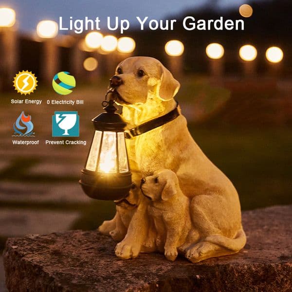 Garden Decorations Solar Simulation Animal Light Outdoor Waterproof Resin Dog Statues Led Night Lights For Pathway Yard Wildlife Decoration 230518