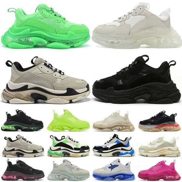 17fw triple s men women designer casual shoes platform sneakers clear sole black white grey red pink blue Royal Neon Green mens trainer trainers sports sneaker shoe