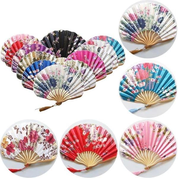 Chinese Japanese Style Held Personalized Pattern Silk Printed Bamboo Folding Fans Handheld Wedding Hand Fan Sn4160 B2