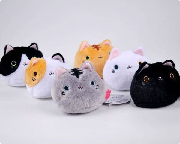 NEW 6 Colors Kawaii 7CM Cats Stuffed TOYS Keychain Black White Cat Plush TOY DOLL for Kid's Party Birthday Plush Toys for Girl