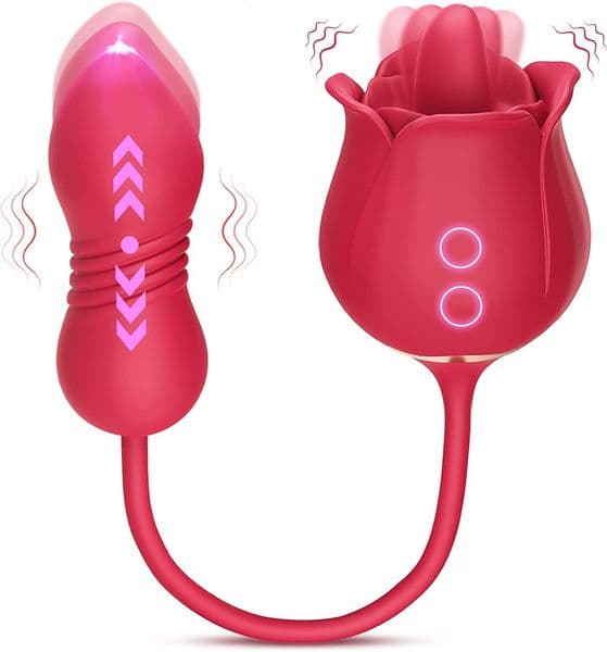 Vibrators Rose stimulating suction vibrator sex toy female anal double head vibrator oral licking teasing female telescope masturbation 230524