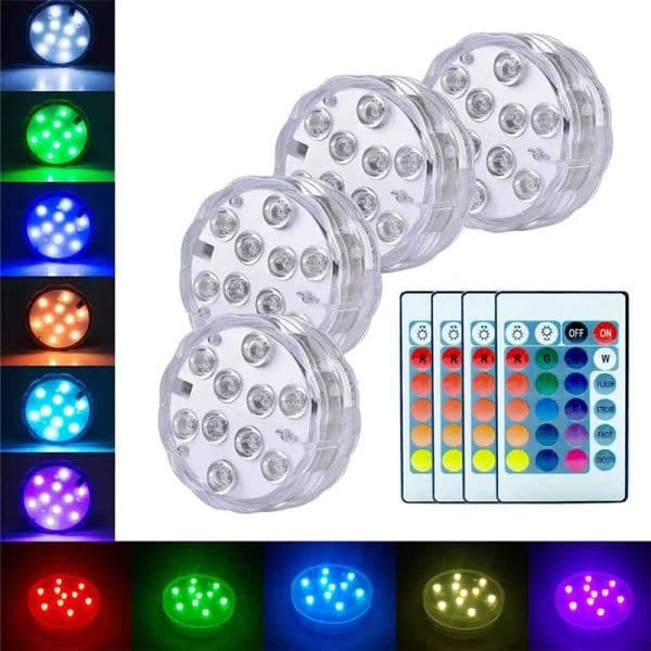 Led Submersible Lighting Battery Operated 10leds RGBUnderwater Night Lamp Garden Swimming Pool Light for Wedding Party Vase Bowl LL