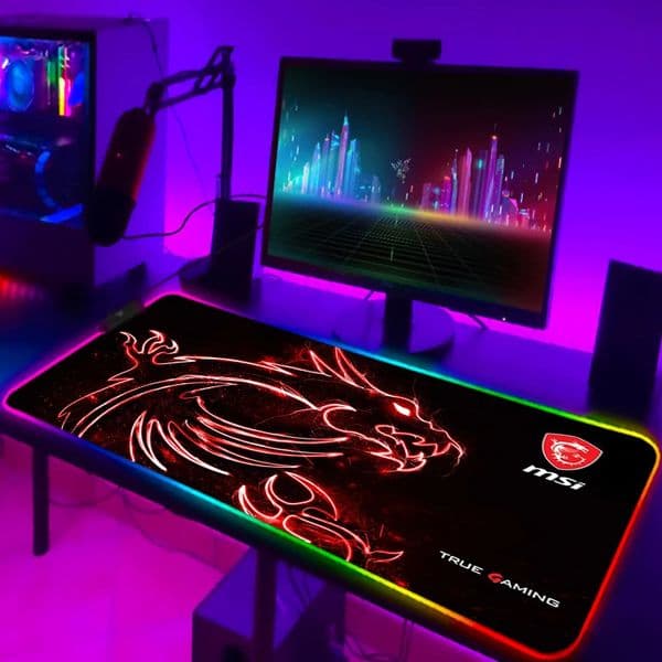 Mouse Pads Wrist Rests Desk mat Pad Gamer MSI Gaming Mousepad RGB Accessories Pc Full Mat Computer Desks Diy LED Mausepad 231130