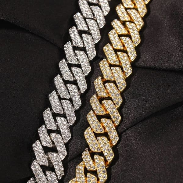 14MM 18K S925 Silver Cuban Chain VVS Hip Hop Moissanite jewelry Cuban link chain Necklace For Men