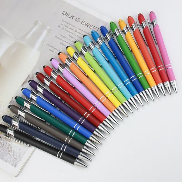 50pcs Light Metal Ballpoint Pen Touch Screen Pen Office School Advertising Pen Custom Logo Text Engraving Laser Engraving