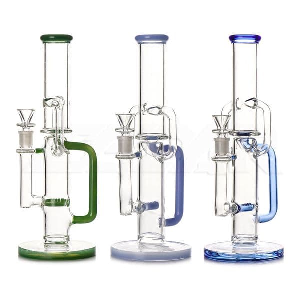 12 Inches Mixed Color Glass Hookahs Water Pipes Straight Tube with Recycler Perc Bongs