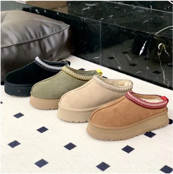 lady Tasman Slippers Tazz mustard seed Chestnut Fur Slides Sheepskin Classic Ultra Mini Platform Boot Winter Women Men Slip-on Shoes Suede Upper Wool Fall dust+card