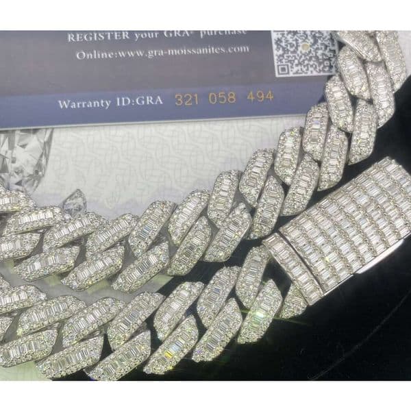 OACOCA Selling 15mm 925 silver inset Moissanite hip hop Cuban drill collar