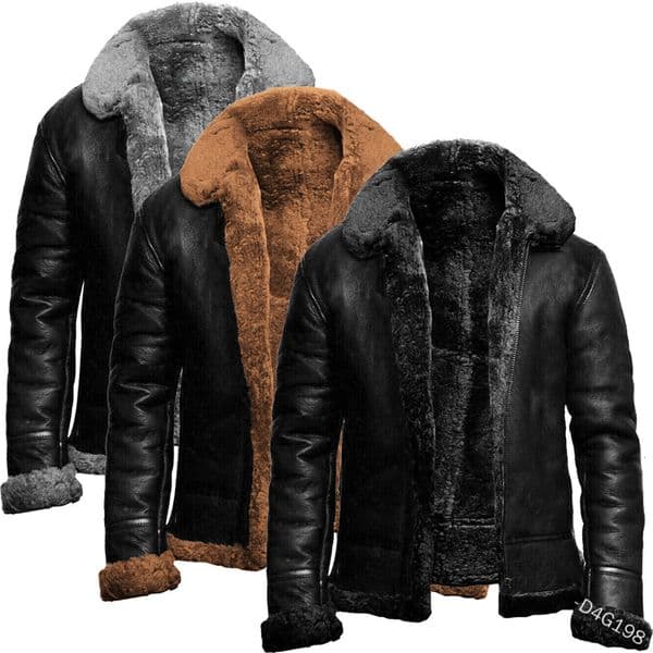 Men's Leather Autumn Winter New Casual Motorcycle PU Jacket Coats Warm Fur Liner Lapel Jackets Outwear