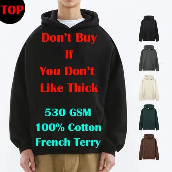 Men's Hoodies Sweatshirts 530GSM 100% Cotton French Terry High-end Heavy Weight Fashion Winter Pullovers Casual Thick Drop-Shoulder Sweatshirt Hoodies 231212