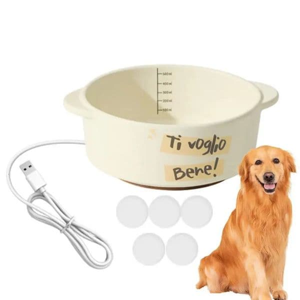 Dog Bowls Feeders Heated Water Bowl for Dog Ceramics Pet Heating Bowl Constant Temperature Automatic Waterer for Dogs Cats Rabbits Birds Chickens 231213