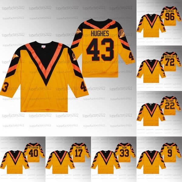 Canucks Throwback Jersey Quinn Hughes Beauvillier Sedin Hronek Kuzmenko Pettersson Miller Williams