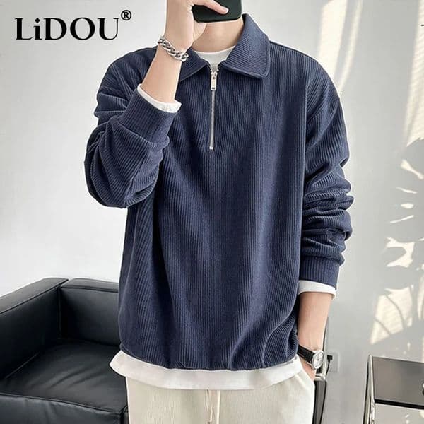 Mens Hoodies Sweatshirts Spring Autumn Fashion Loose Solid Casual Sweatshirt Man Long Sleeve Allmatch Business Male Pullover Tops Streetwear Ropa Hombre 231214