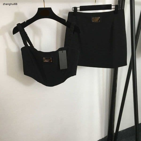 brand women tracksuit designer clothing ladies summer Yoga set fashion metal logo girl sling vest ladies short skirt Dec 15 New