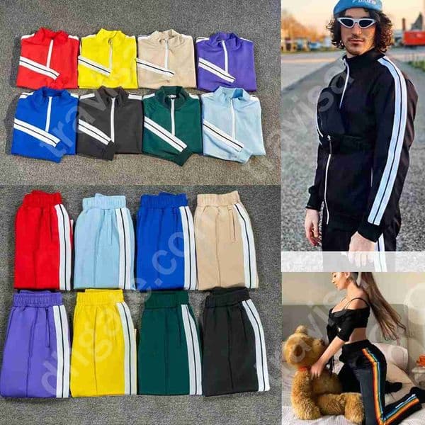 mens tracksuits hoodie rainbow stripe colorful tracksuit sports womens palmes suit hoody loose casual couple high street suit tide sweater coat